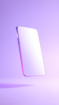 Translucent purple gadget floating with soft glow and reflection creating dreamy retro tech mood generative AI