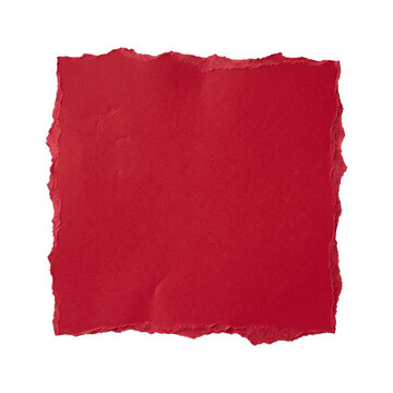 Isolated Blank cherry red color ripped paper square shape