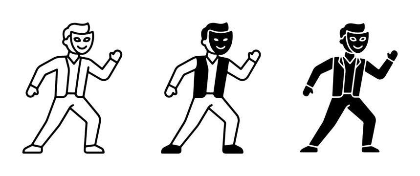 Actor Performing, Character with Mask, Theatrical Persona, Dramatic Expression, Stage Presence, Performance Art, 3 Styles