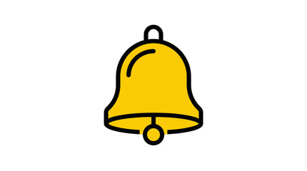 Isolated yellow bell icon with clapper and jingle rope on plain white background. © shahzad