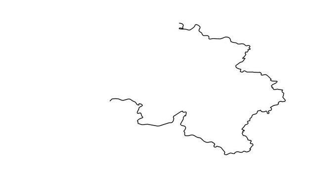 Outline map of Belgium drawing animation, geographic political borders, motion graphic.