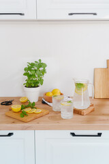 Fototapeta premium Fresh lemonade prepared with lemons and mint