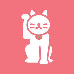 Fototapeta premium 招き猫のシンプルなベクターアイコン