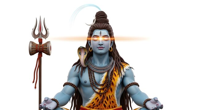 Hindu God Shiva in Meditation Pose with Trident.