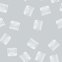 Fototapeta premium battery car line seamless pattern battery car thin line illustration