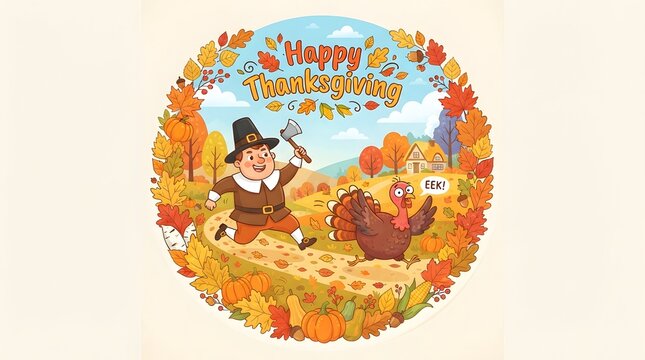 Festive thanksgiving background with pilgrim turkey perfect for fall celebrations