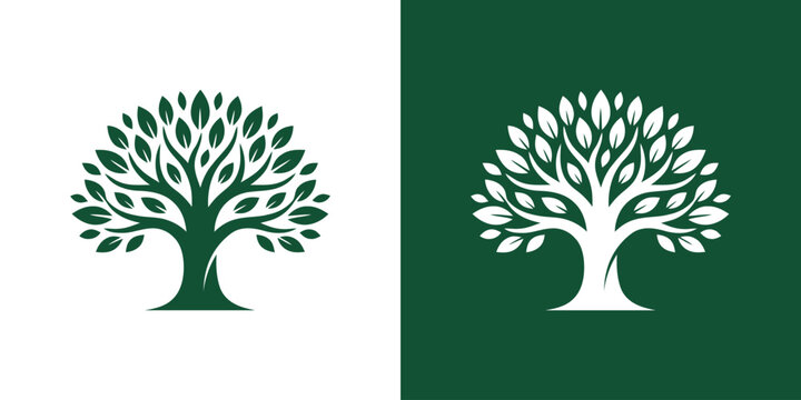 Creative illustration of abstract and simple tree logo design.