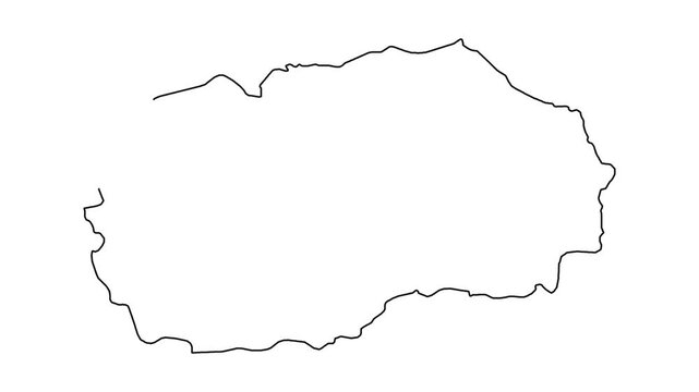 Outline map of macedonia, drawing animation, white background, self-drawing, footage, country borders.