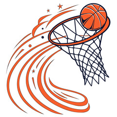 Dynamic basketball slam dunk with basketball illustration athletic training © sahajad hossen