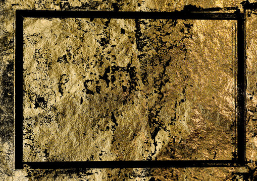 A3 textured gold leaf background with distressed black accents and a dark frame
