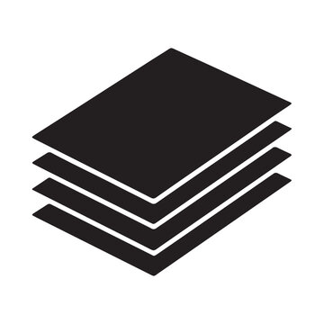 Stack of four black isometric paper sheets icon or symbol with isometric document business material