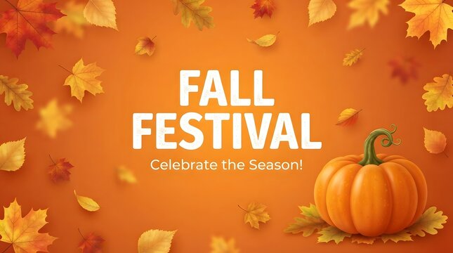 Festive thanksgiving background with fall leaves and pumpkin perfect for holiday graphics