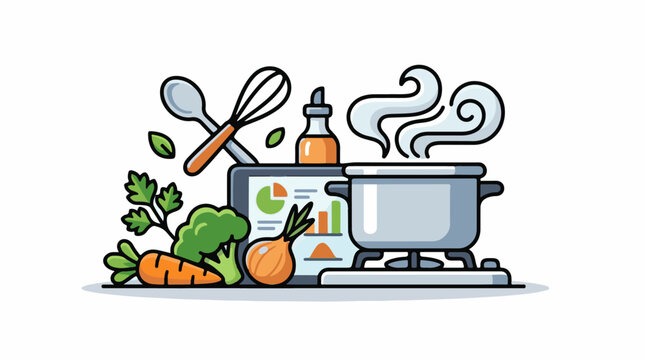 Cooking process with digital analysis and fresh ingredients