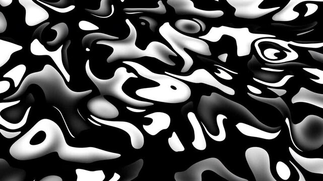 A black and white abstract painting full of swirls and lines, giving it a sense of movement and energy. The