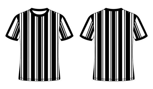 Classic black and white vertical stripe sports jersey vector template for football futsal running and racing