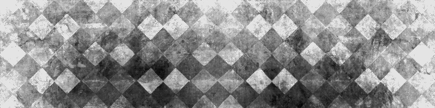 Vintage Hexagonal Overlay Pattern Panorama long wide - Abstract Black Grunge Pattern Background With Distressed Rhombus Diamond Rue Lozenge Texture, Isolated On Transparent And White Background Png