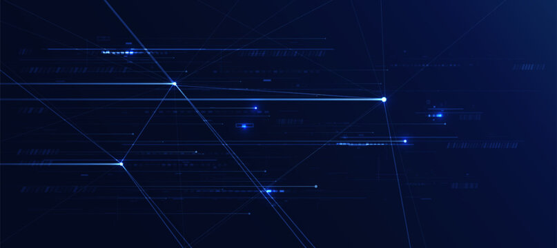 Abstract Blue Digital Light Lines Technology Background Vector