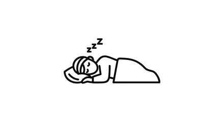 Fototapeta premium Sleeping person line drawing on a white background