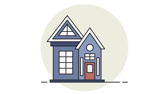 The Exclamation Mark On The Building animation, Expired building permit animated video, urban and suburban house clip, Real Estate and Property footage, Apartment and Mortgage Stock motion graphics
