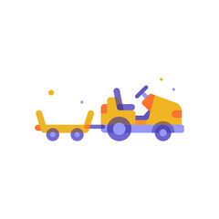 Naklejka premium A vibrant flat vector illustration of a small utility tractor with a trailer attached, shown in a clean side view on a white background, design B 15