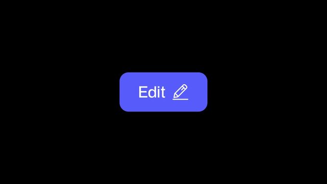 Edit UI button icon animation 4K video. Animated UI element with a pencil symbol on a dark background