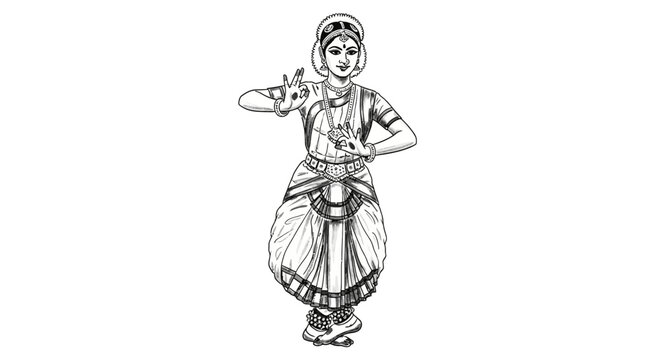 Indian Classical Dancer Alapadma mudra vector illustration