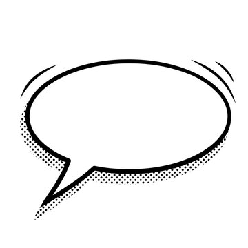 Comic speech bubble with halftone texture. Isolated chat balloon for retro graphic design.