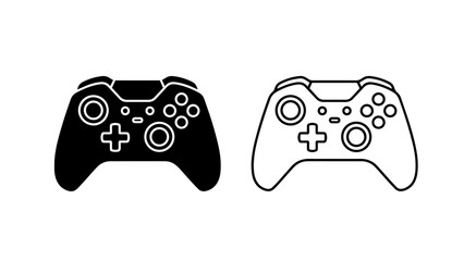 Game Controller Icon Set – Gaming Console Gamepad in Solid and Outline Vector Styles © MdAbuKahar