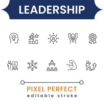 Strategy and Competition Icon Set - Business Planning, Risk, Chess, Target, Data Analysis and Decision Making Line Icons for Web and App