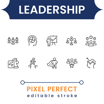 Strategy and Competition Icon Set - Business Planning, Risk, Chess, Target, Data Analysis and Decision Making Line Icons for Web and App