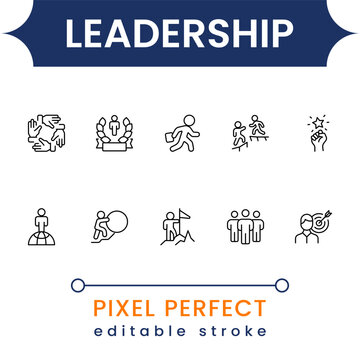 Strategy and Competition Icon Set - Business Planning, Risk, Chess, Target, Data Analysis and Decision Making Line Icons for Web and App