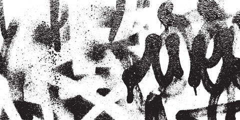 Street art black spray paint graffiti tags and drips on white background featuring authentic urban texture © DARK GRASS