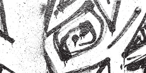 Detailed black spray paint graphic featuring artistic rectangular frames and paint drips on white background for modern street art style design and grunge textures © DARK GRASS