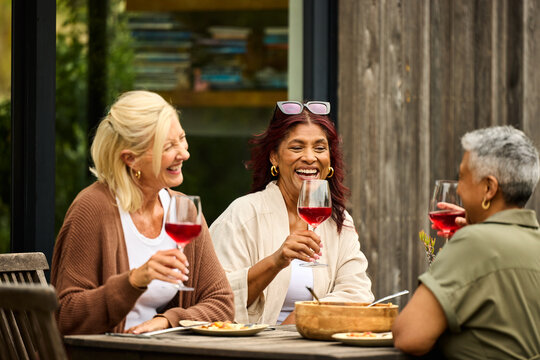 Friends Enjoy wine at Luxury terrace house