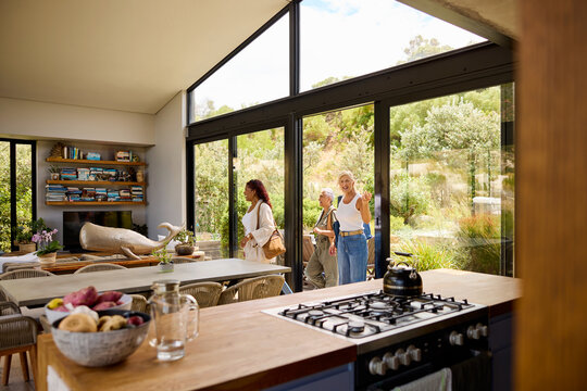 Group of Friends Entering the holiday home