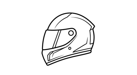 Fototapeta premium Minimalist line art illustration of a full face motorcycle helmet