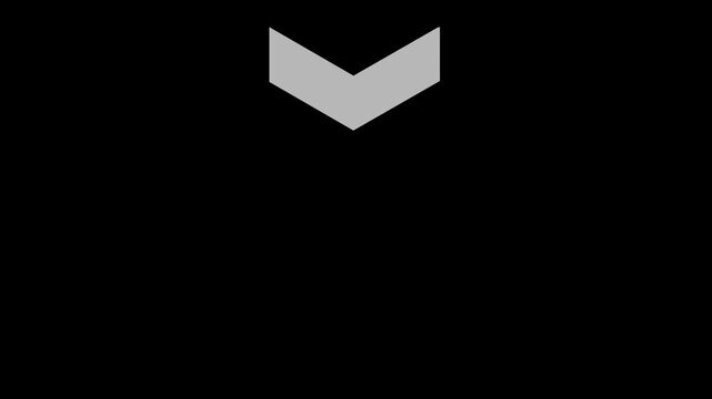 black and white Up to Down directional arrow icon loop, vertical bouncing arrow sign pointing downward straight.