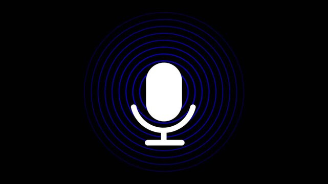Recording podcast microphone icon animation. Audio microphone icon animation. radio wave with recoding microphone