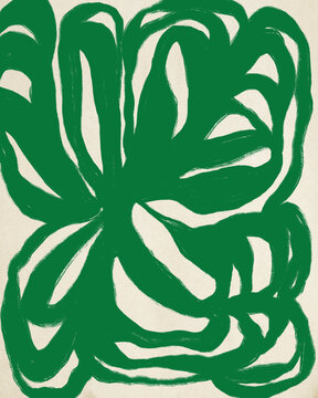 Abstract Layered Floral Design In Green