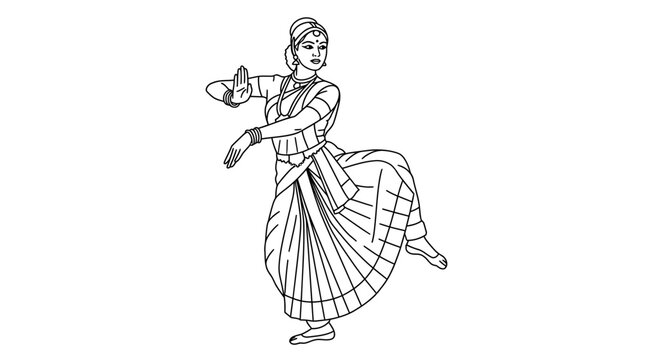 Traditional Indian Dancer Pataka Mudra Vector Illustration