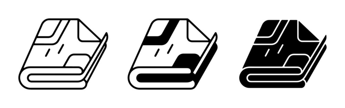 Folded Paper Icons, Document Set, Clean Line Art and Solid Fill Styles, Versatile Graphic Elements