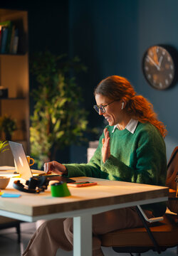 A Video Call from a Home Office