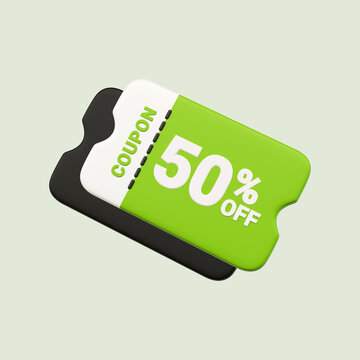 3D render gift card icon. Gift voucher for shopping offer