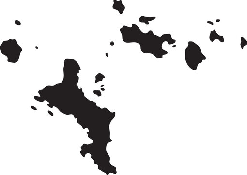 Seychelles islands map silhouette black and white vector illustration for travel and geography concepts isolated on white