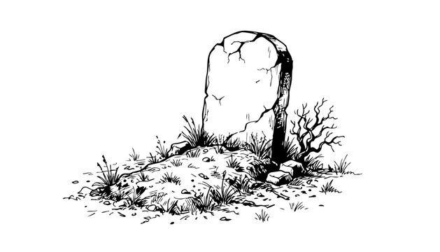 Grave Tombstone Hand Drawn Sketch Vector