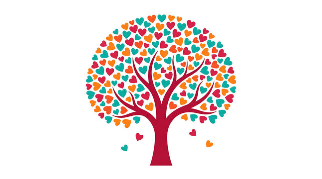 Heart tree symbol for world kindness day and love concept