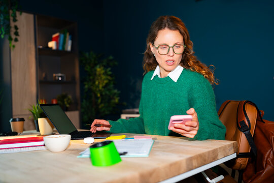 Checking a Smartphone While Working