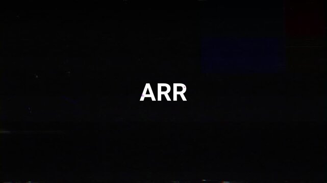 Abstract digital distortion with ARR text displaying chromatic aberration and VHS signal noise