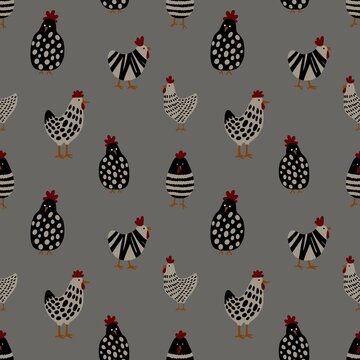 Cute Farm Chicken Seamless Pattern Background Design
