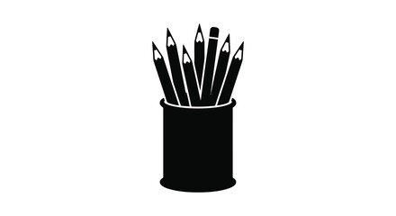 Fototapeta premium Pencils In Container Silhouette Against White Background